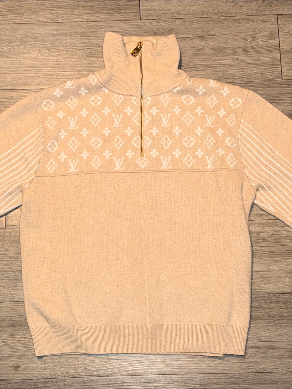 Louis Vuitton Beige Monogram Half-Zip Sweater for Men